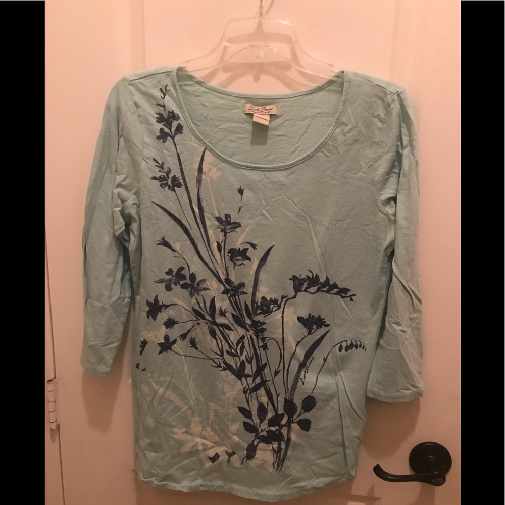 Lucky Teal Print 3/4 sleeve T-shirt